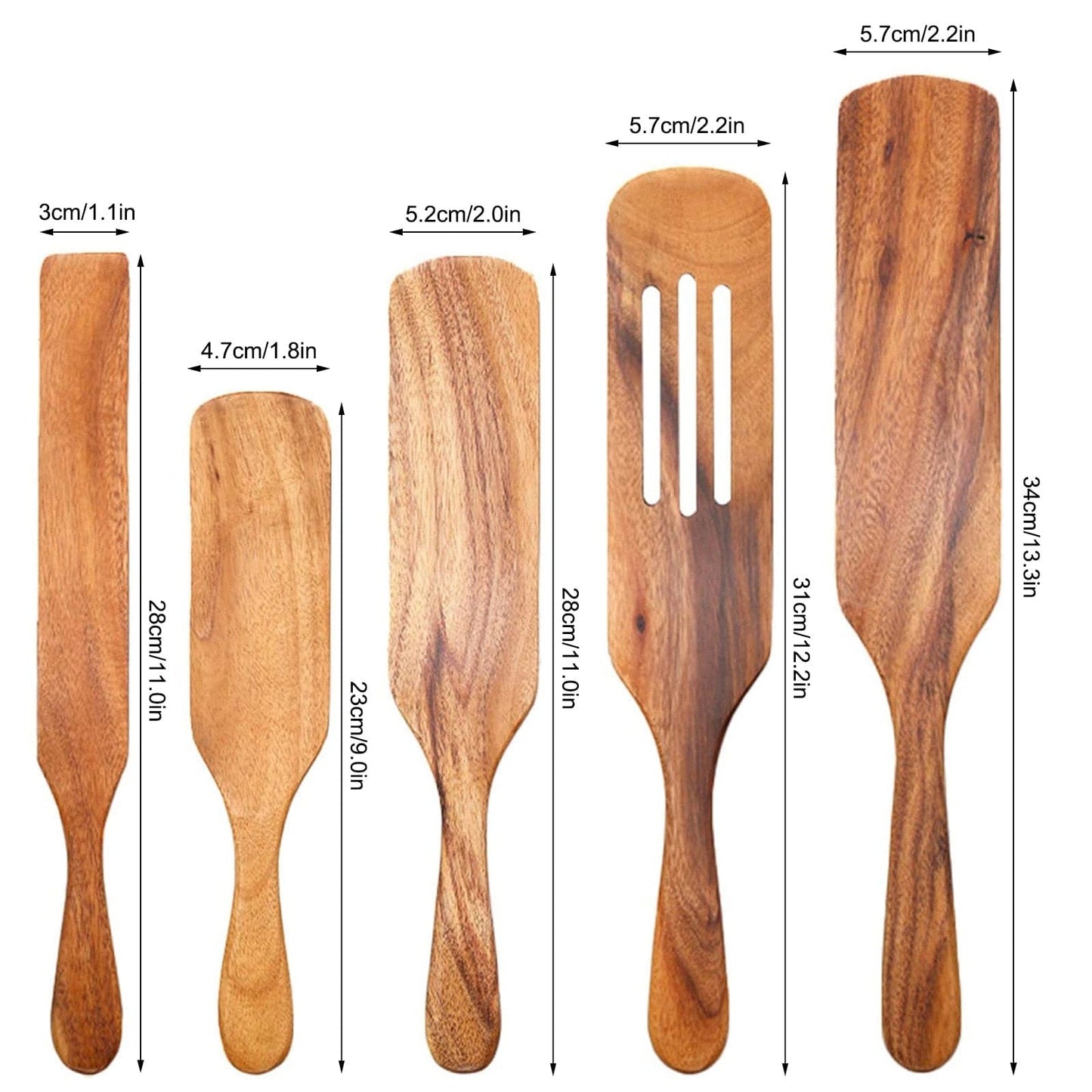 Teak Spurtle Spatula Set - The Perfect Partner for Cast Iron Cookware