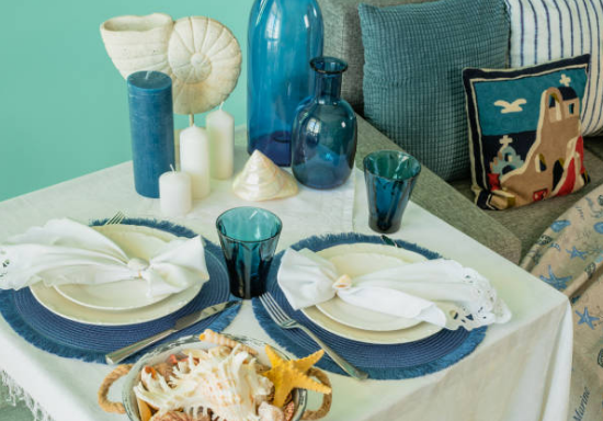 blue placemats