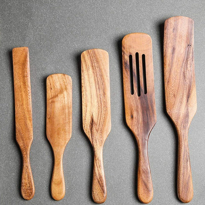 Teak Spurtle Spatula Set - The Perfect Partner for Cast Iron Cookware